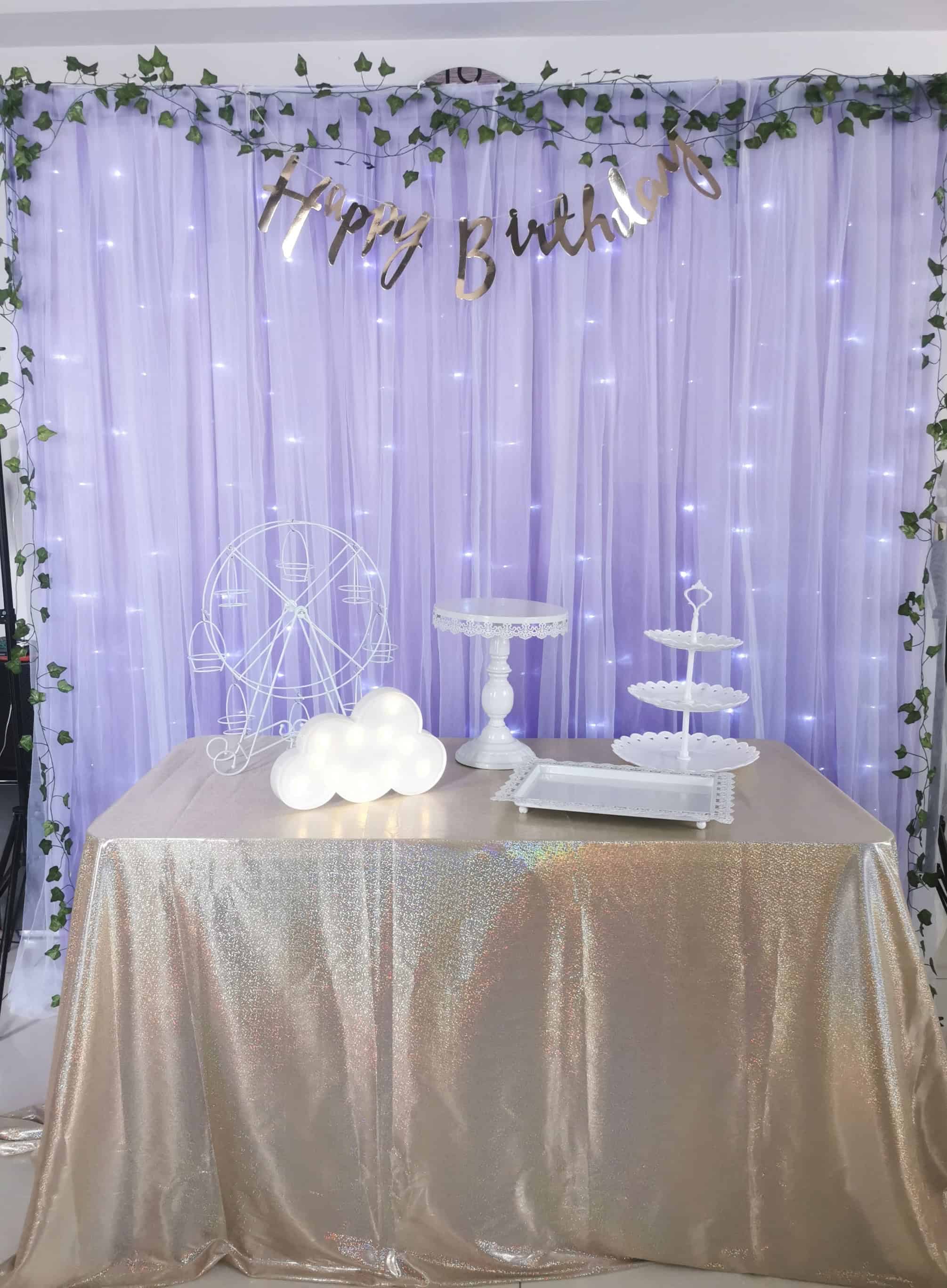 Purple Backdrop with Dessert Table Decoration (Gold)